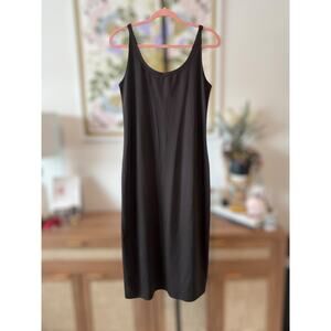 M.M. LA Fleur Sleeveless Scoop Neck Midi Slip Bodycon Dress Black Womens Medium